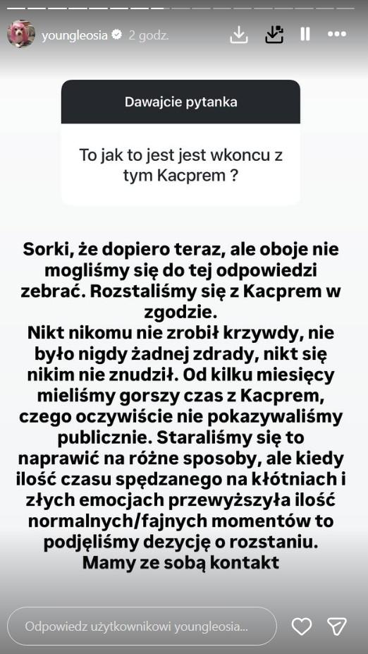 Kolejne rozstanie, fot. Instagram