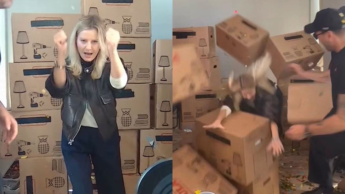 Kożuchowska powtórzyła scenę wypadku Hanki Mostowiak w kartonach!!! Tak wsparła akcję Łatwoganga, fot. YouTube.