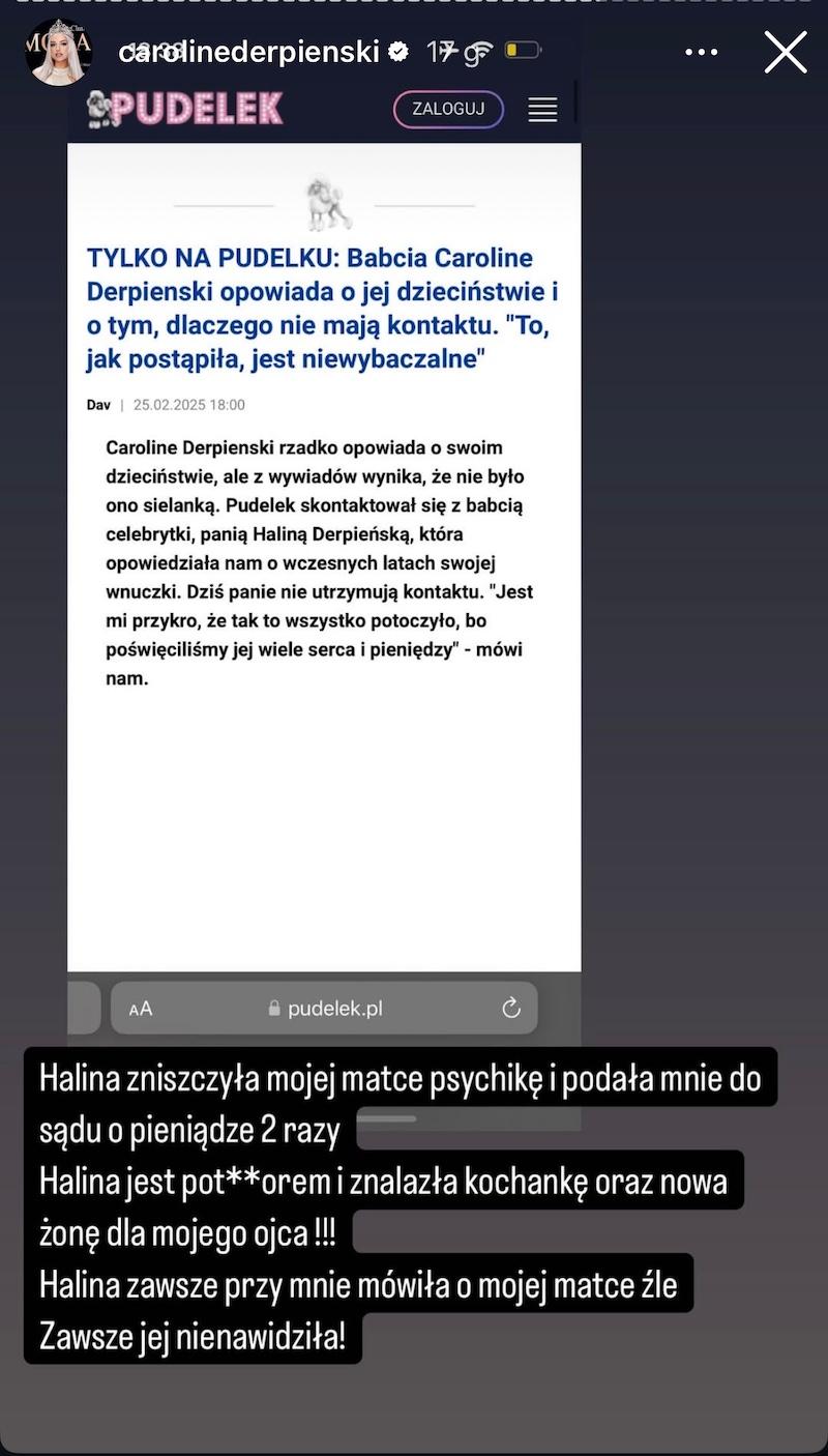 Rodzinna afera Caroline Derpienski