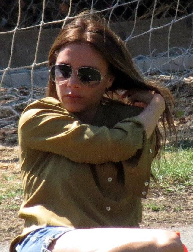 Victoria i David Beckham na rodzinnym meczu.