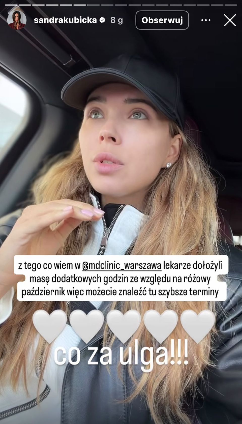 Sandra Kubicka o badaniu fot. Instagram