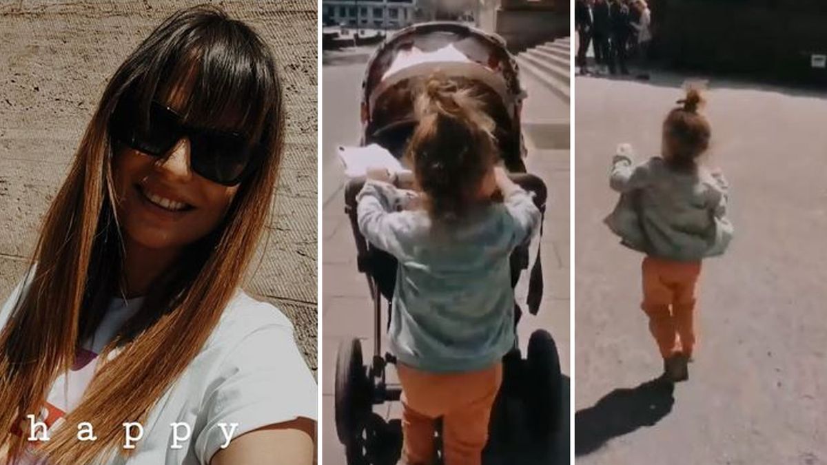 Anna Lewandowska na spacerze z córeczkami