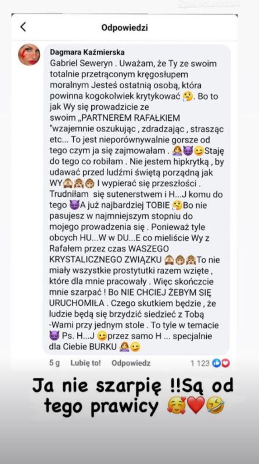 Rafał Grabias zapowiada sądową wojnę z Dagmarą Kaźmierską. 