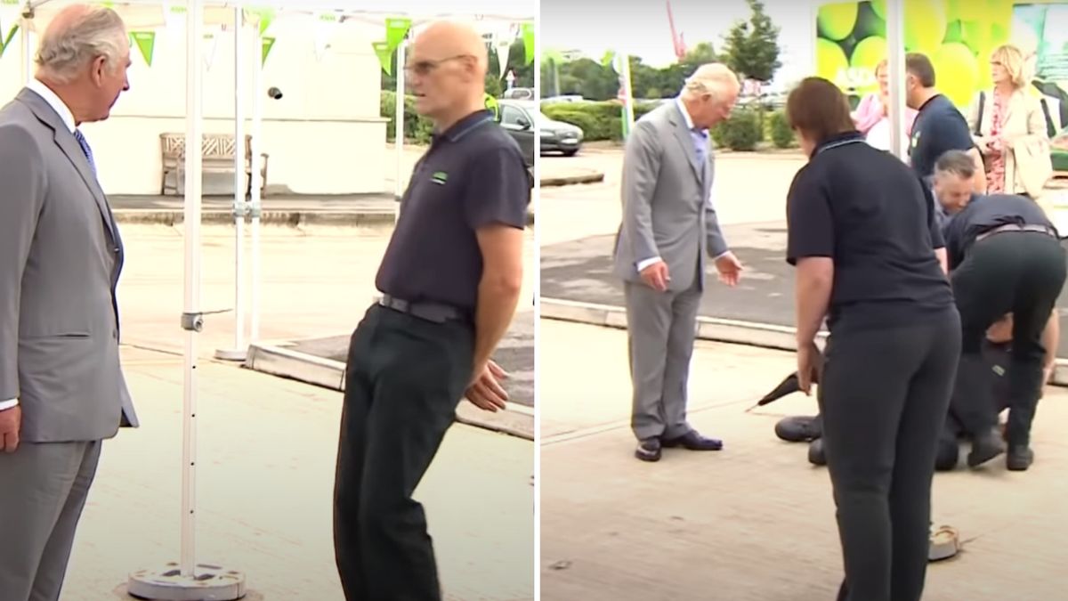 Mężczyzna zasłabł w trakcie rozmowy z księciem Karolem/fot. YouTube/telegraph