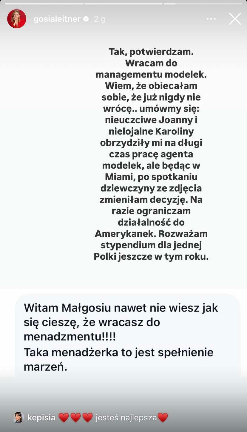 Małgorzata Leitner, fot. Instagram. 