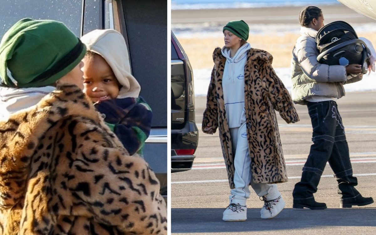 Rihanna, A$AP Rocky i ich dwójka dzieci opuszcza Aspen. Towarzyszy im sztab ludzi