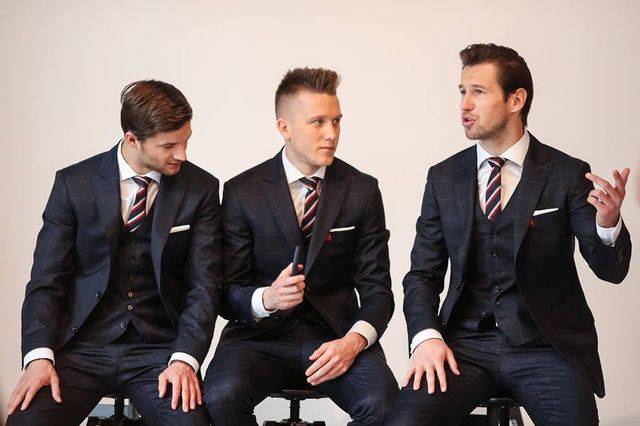 Polscy piłkarze reprezentacji w sesji Vistuli