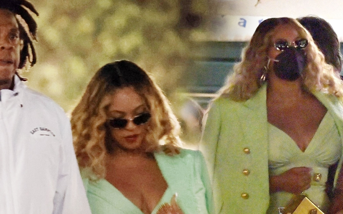 WOW! Beyonce podkreśliła swoje kształty zieloną mini podczas rodzinnego spaceru po Portofino (ZDJĘCIA)