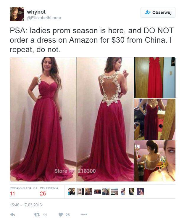 One to przeżyły i radzą: Nigdy nie kupuj sukienki na studniówkę w Chinach!