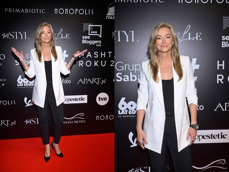 Plejada gwiazd na gali #Hasztagi Roku 2023: Agnieszka Kaczorowska w za długich spodniach, Agnieszka Hyży eksponuje zgrabny brzuszek