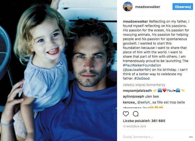 Córka Paula Walkera pokazała się na Instagramie i… JEST PIĘKNA