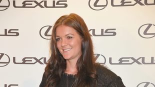 Agnieszka Radwańska w złotych legginsach na konferencji