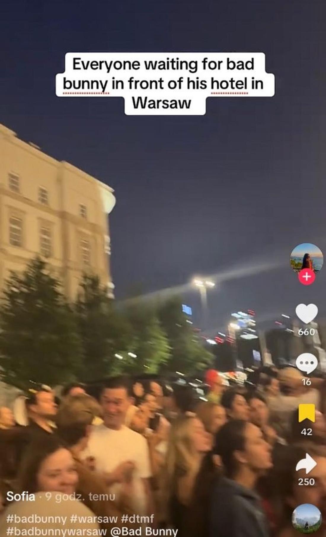 Tłumy przed warszawskim hotelem, fot. Tik Tok