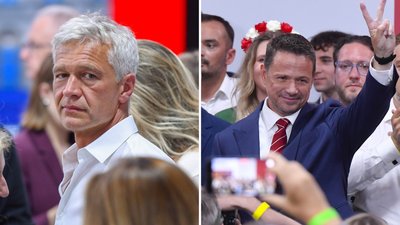 Poznali się w wieku 7 lat. Żebrowski pojawił się na wieczorze wyborczym Trzaskowskiego