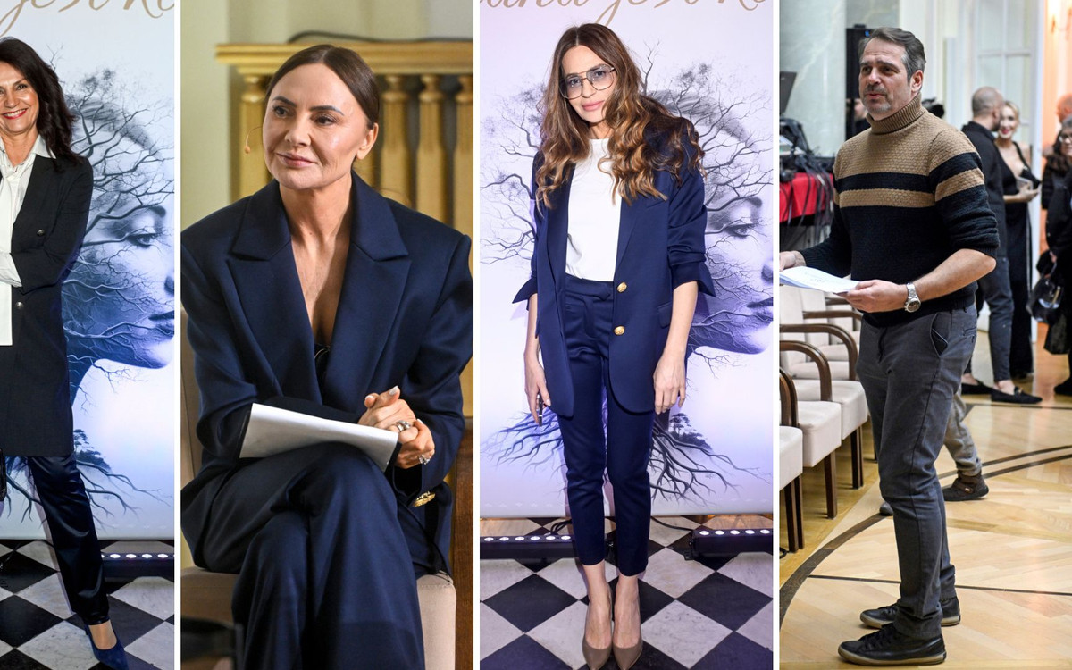 Gwiazdy na pokazie Doroty Goldpoint. Dorota Deląg, Małgorzata Pieczyńska, Magdalena Waligórska-Lisiecka z córką