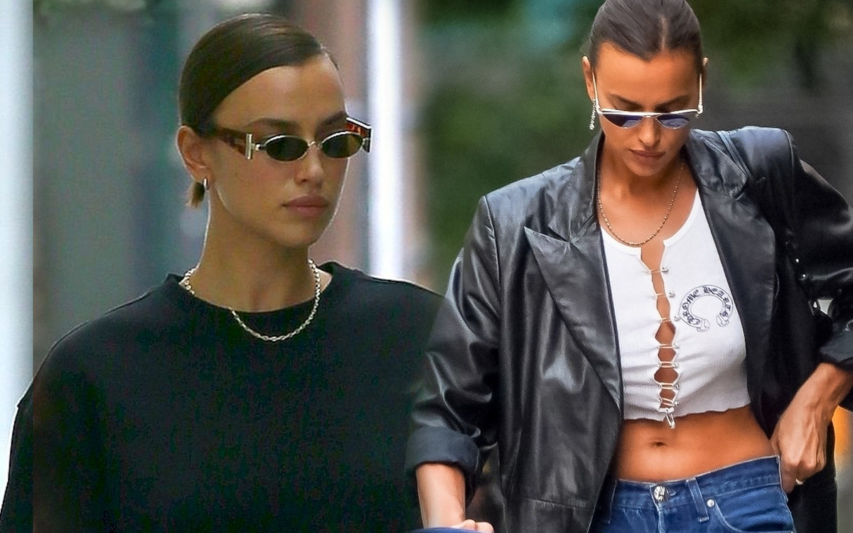 Irina Shayk w drapieżnej stylizacji na spacerze z córką. Modelka błysnęła biustem
