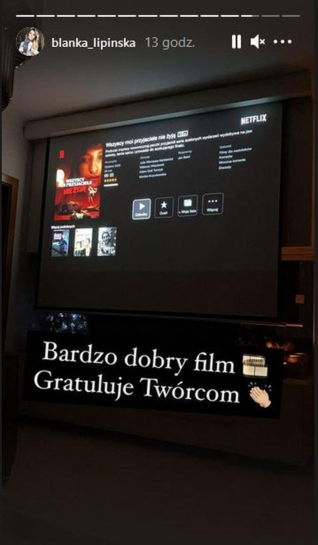 Blanka Lipińska ocenia film "Wszyscy moi przyjaciele nie żyją" z Julią Wieniawą