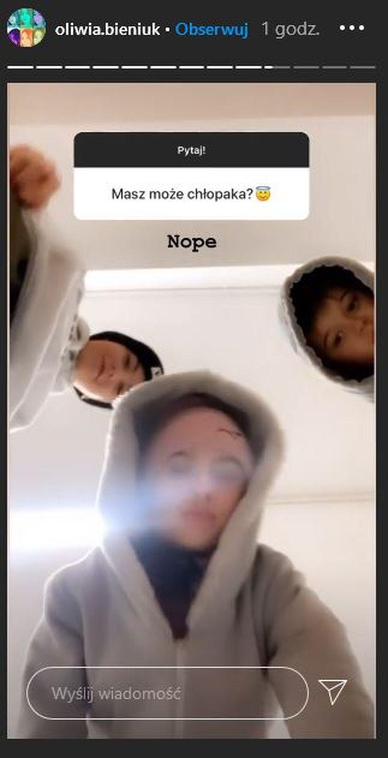 Oliwia Bieniuk odpowiada na pytanie, czy ma chłopaka.