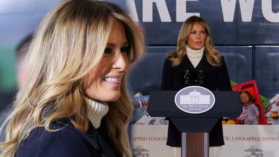 Melania Trump rozdaje dzieciom prezenty. Swoją stylizację podkręciła BUTAMI