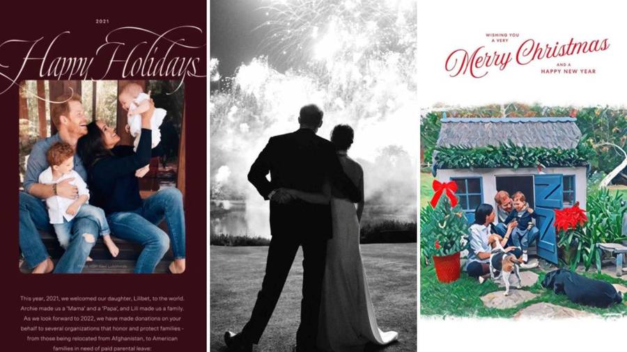 Świąteczna kartka Harry'ego i Meghan/fot.Alexi Lubomirski/fot.Chris Allerton/fot.Doria Ragland/Instagram/dukeandduchessofsussexdaily