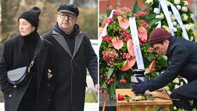 Muskała i Zamachowski na pogrzebie słynnego reżysera. Cały czas ku sobie