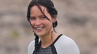 Jennifer Lawrence i Josh Hutcherson na planie filmu Catching