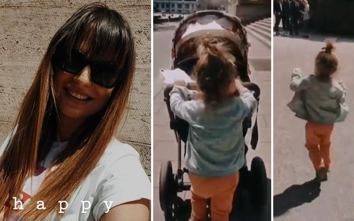 Anna Lewandowska na spacerze z córeczkami – Klara zajmuje się siostrą