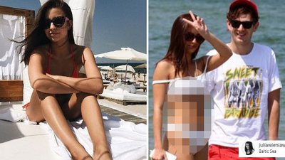 Julia Wieniawa w białym BIKINI nad morzem