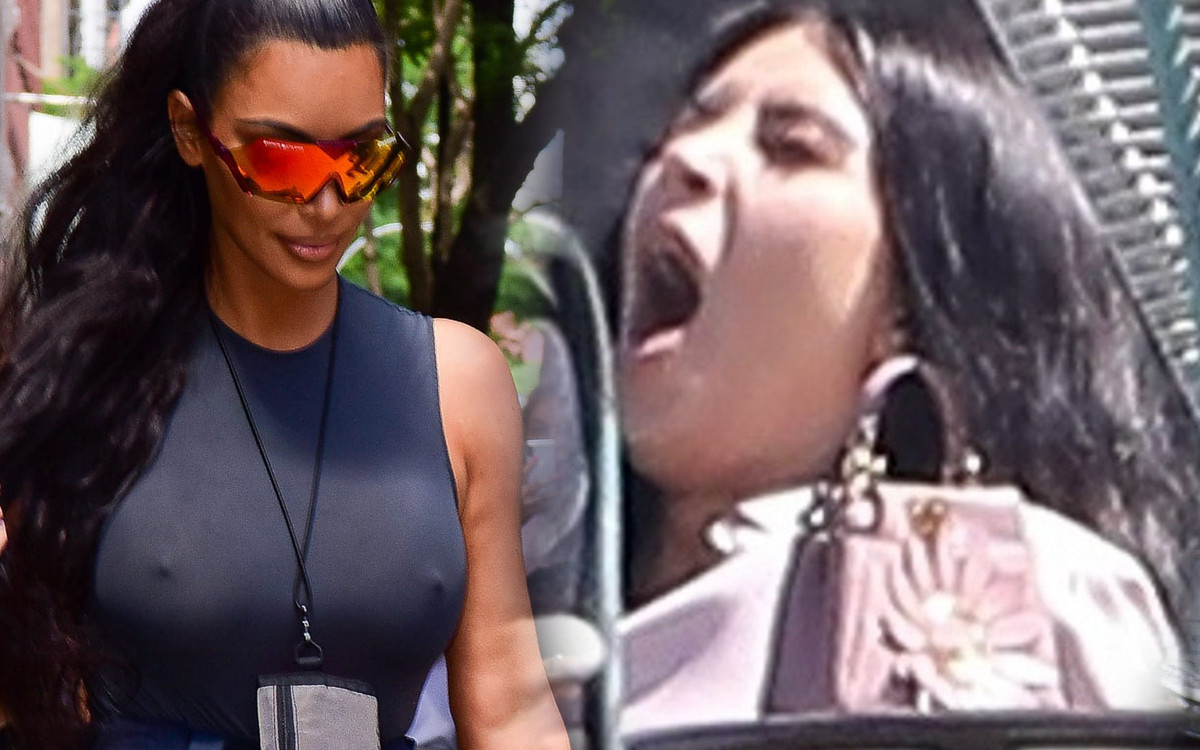 Rozkraczona Kim Kardashian siedzi na kuchennym blacie (Instagram)