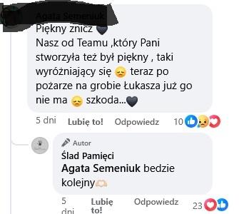 Znicz dla Łukasza Litewki, fot. Facebook