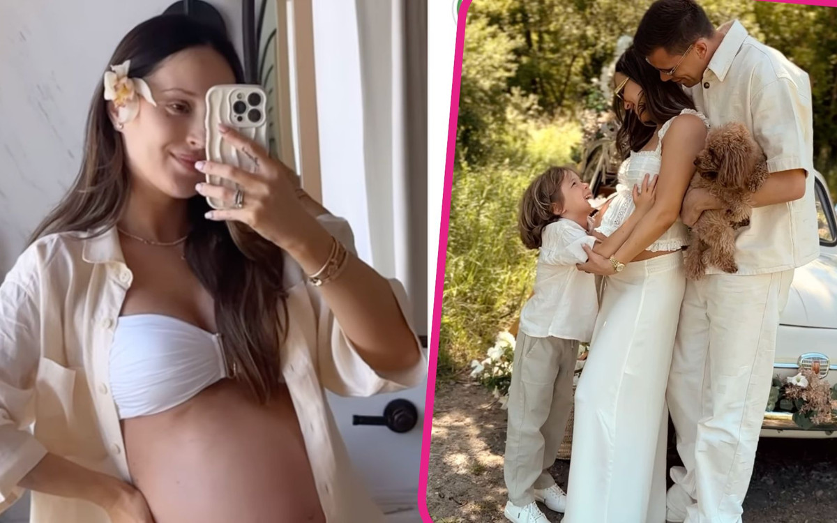 Marina Łuczenko-Szczęsna w kolejnej ciążowej sesji. Tym razem zaciągnęła męża przed aparat