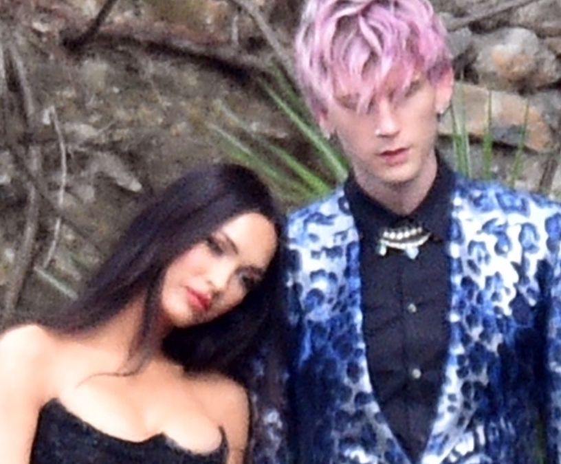 PORTOFINO, ITALY - Guests and family attend Kourtney Kardashian and Travis Barker's wedding in Portofino. BACKGRID UK 22 MAY 2022,Image: 693584098, License: Rights-managed, Restrictions: RIGHTS: WORLDWIDE EXCEPT IN ITALY, Model Release: no, Pictured: Megan Fox, MGK, Machine Gun Kelly, Credit line: Cobra Team / BACKGRID / Backgrid UK / Forum