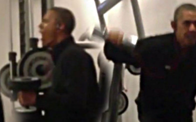 Ziewający Obama NA SIŁOWNI w Warszawie [VIDEO]