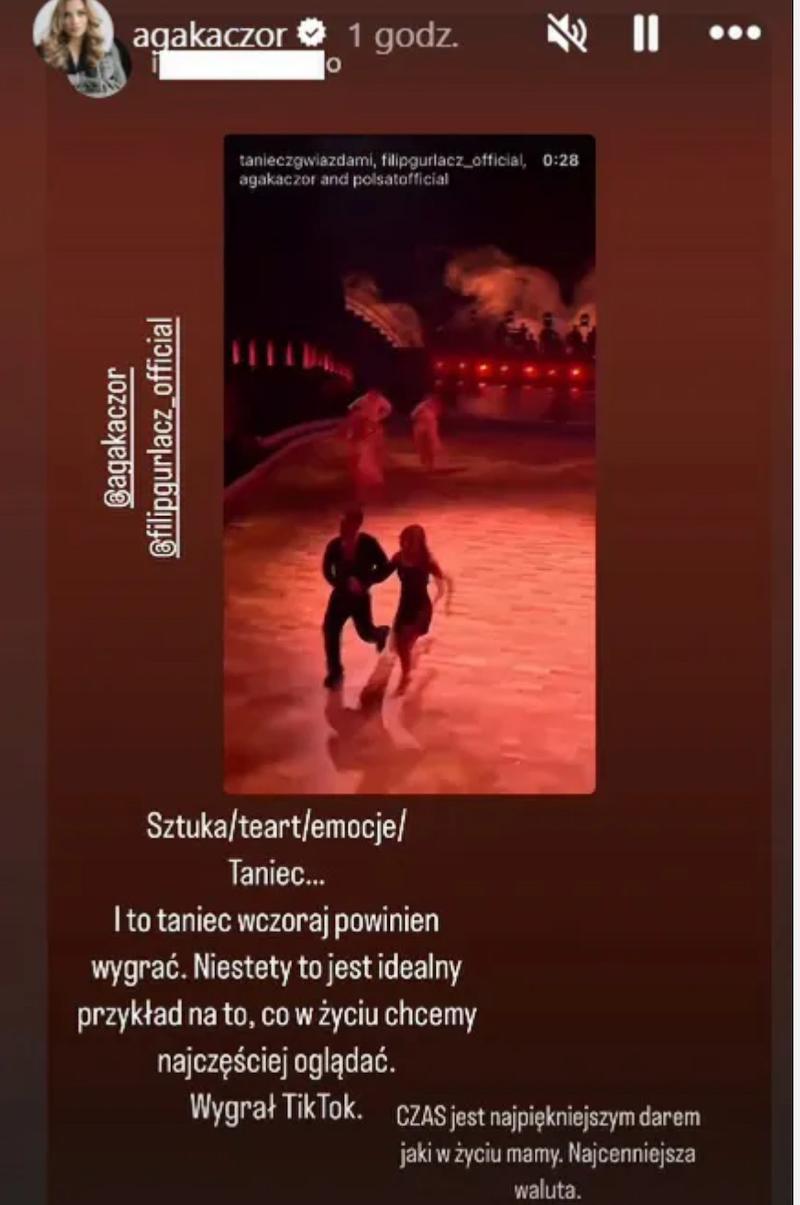 Agnieszka Kaczorowska po porażce w ,,TzG"/ fot.Instagram