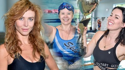 Mistrzostwa Polski Aktorów w Pływaniu. Agata Załęcka zwracała uwagę wyciętym strojem kąpielowym (ZDJĘCIA)