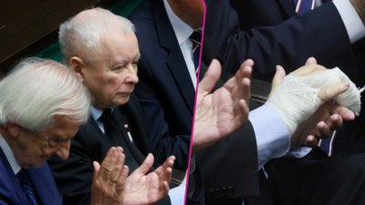 Jarosław Kaczyński z obandażowaną dłonią. Tak doszło do kontuzji prezesa PiS