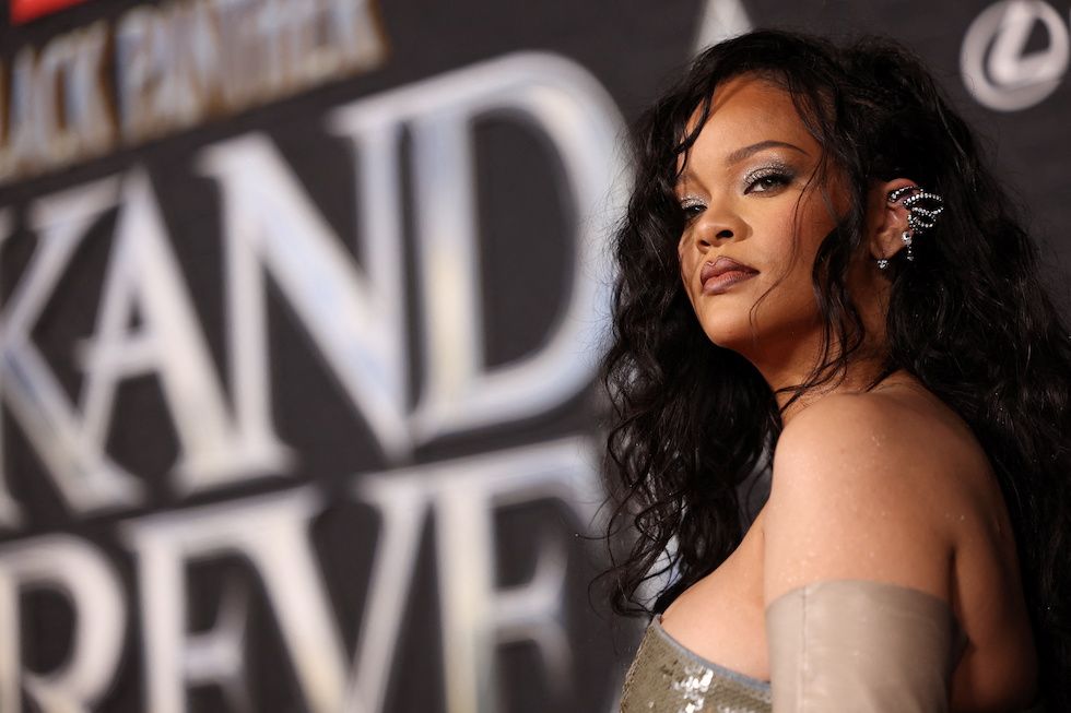 Singer Rihanna attends a premiere for the film Black Panther: Wakanda Forever in Los Angeles, California, U.S., October 26, 2022.,Image: 733464617, License: Rights-managed, Restrictions: , Model Release: no, Credit line: MARIO ANZUONI / Reuters / Forum