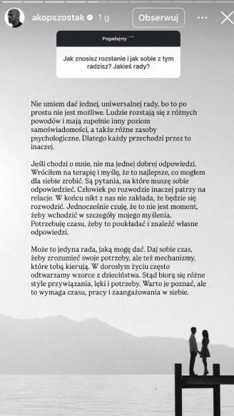 Wpis Akopa Szostaka, fot. Instagram