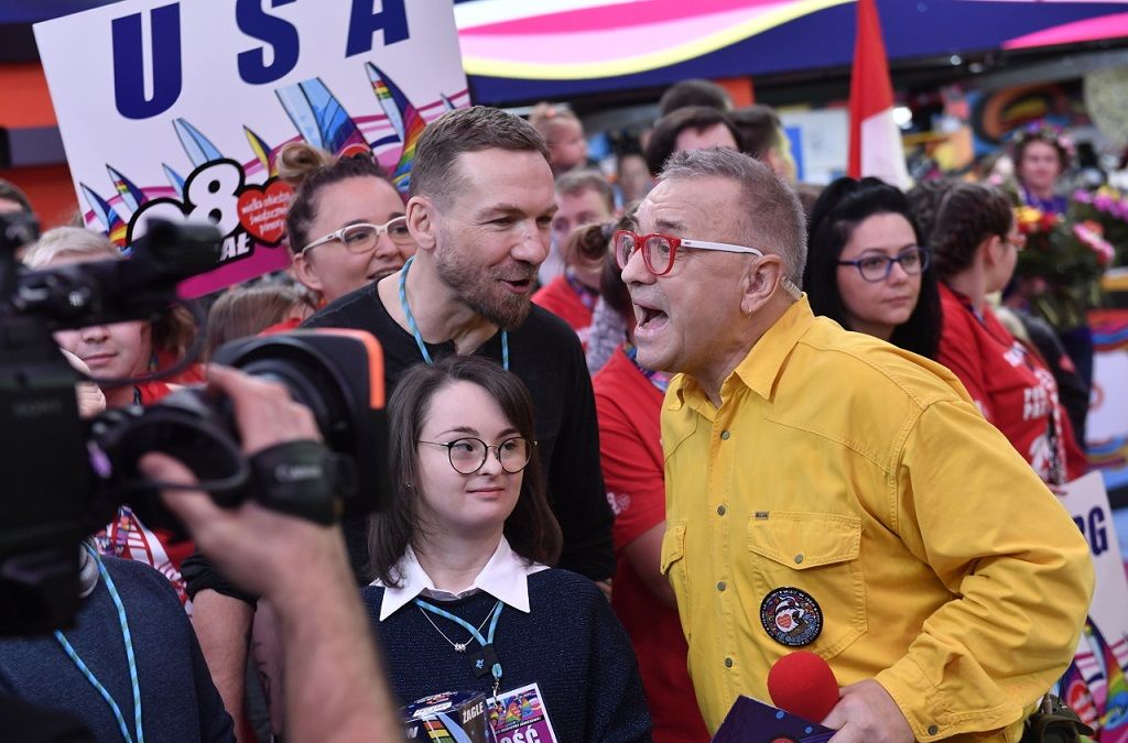 Przemysław Kossakowski i Jurek Owsiak na finale WOŚP. Fot.AKPA