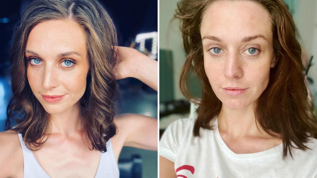 Julia Kamińska przed i po wykonaniu makijażu