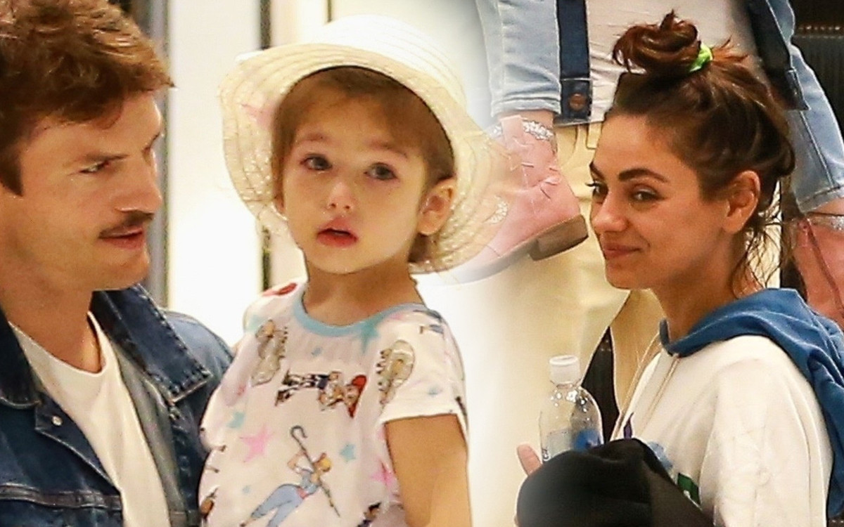 Mila Kunis i Ashton Kutcher z dziećmi w centrum handlowym