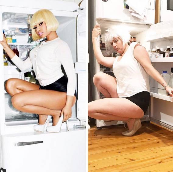 Ta kobieta naśladuje zdjęcia znanych osób z Instagrama. Padniesz ze śmiechu!