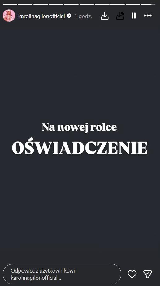 Mateusz Świerczyński i Karolina Gilon wydali oświadczenie, fot. Instagram