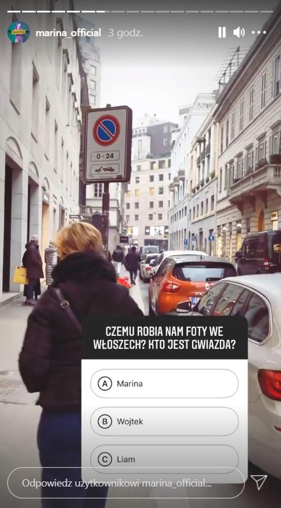 Marina przyłapana przez paparazzi we Włoszech. Marina zastanawia się na kogo czyhali fotoreporterzy.