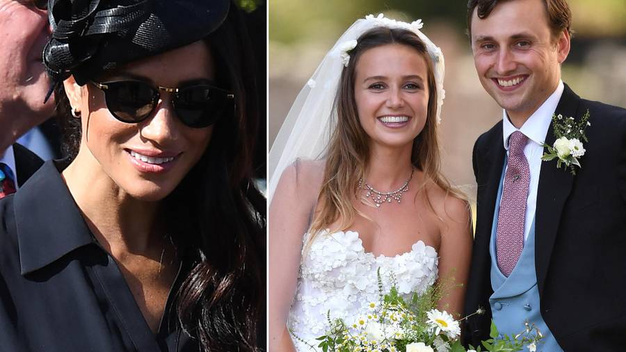 Księżna Meghan z księciem Harrym na ślubie Charliego van Straubenzee i Daisy Jenks
