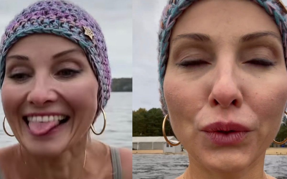 Roześmiana Joanna Moro wskakuje do lodowatej wody