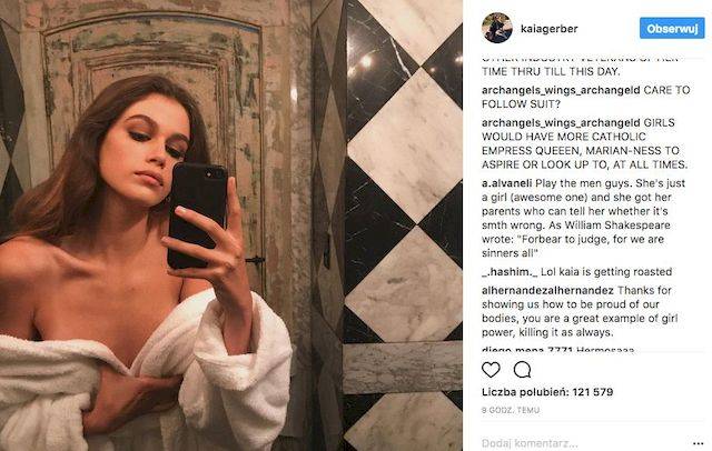 15-letnia Kaia Gerber zmieszana z błotem za PÓŁNAGIE zdjęcie na Insta!