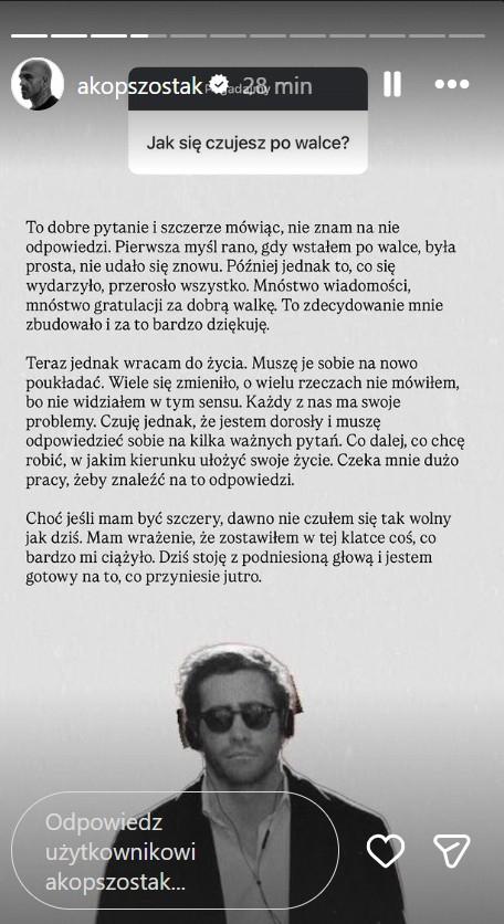 Akop Szostak, fot. Instagram.