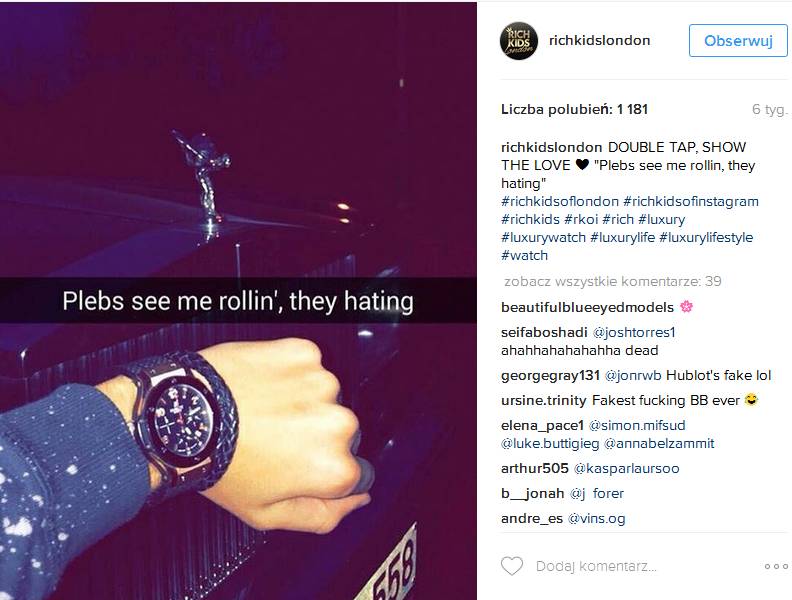 Bogate dzieciaki z Londynu chwalą się swoim przepychem