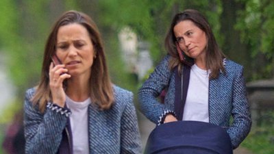 Zmęczona Pippa Middleton spaceruje z wózkiem – ostatnia noc chyba była nieprzespana (ZDJĘCIA)